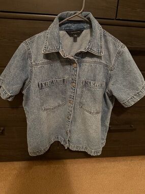 Calligraphie short sleeve denim top